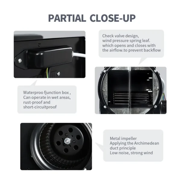 Inline Duct Fan, 220 V, Metal - view 3