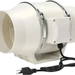 Inline Duct Fan, 220V, 197mm, ABS, Plastic