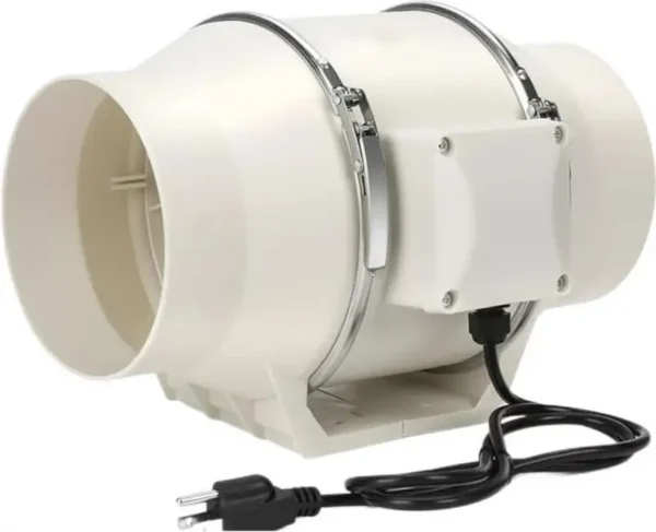 Inline Duct Fan, 220V, 197mm, ABS, Plastic