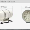Inline Duct Fan, 220V, 197mm, ABS, Plastic - view 2