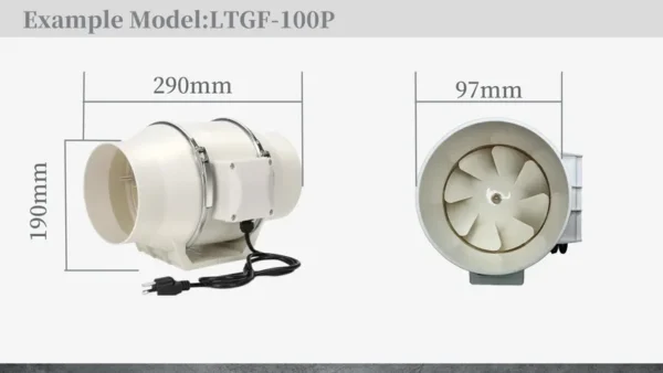 Inline Duct Fan, 220V, 197mm, ABS, Plastic - view 2