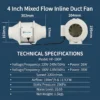 Inline Duct Fan, 26dB, 4'' - view 2