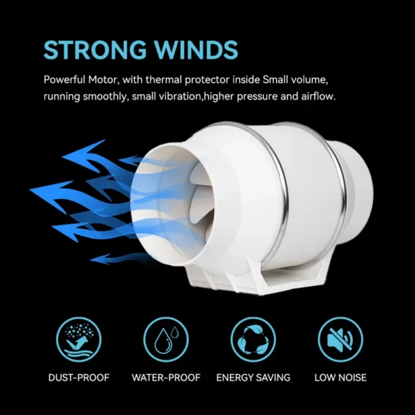 Inline Duct Fan, 45w, 2600rpm, Abs, Plastic - view 2