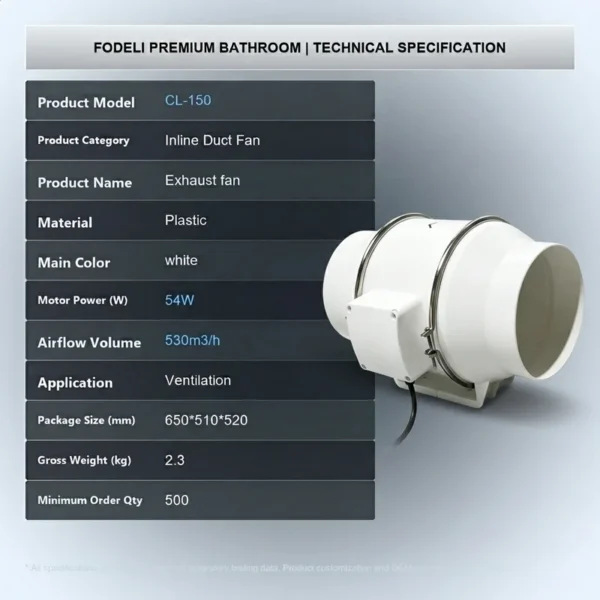 Inline Duct Fan, 54W, Axial - view 5