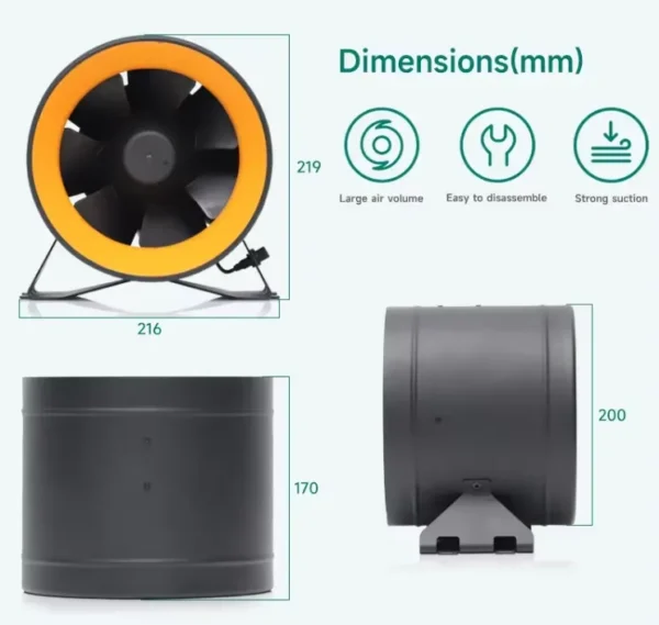 Inline Duct Fan, 6-Inch, HVAC - view 3