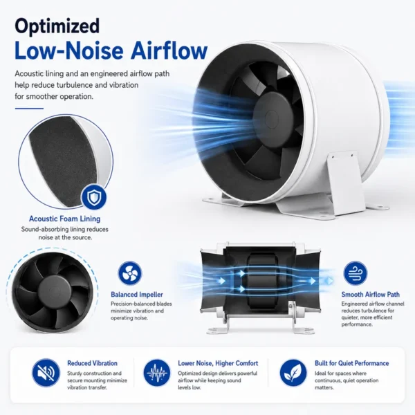 Inline Duct Fan, 870, CFM, HVAC - view 3