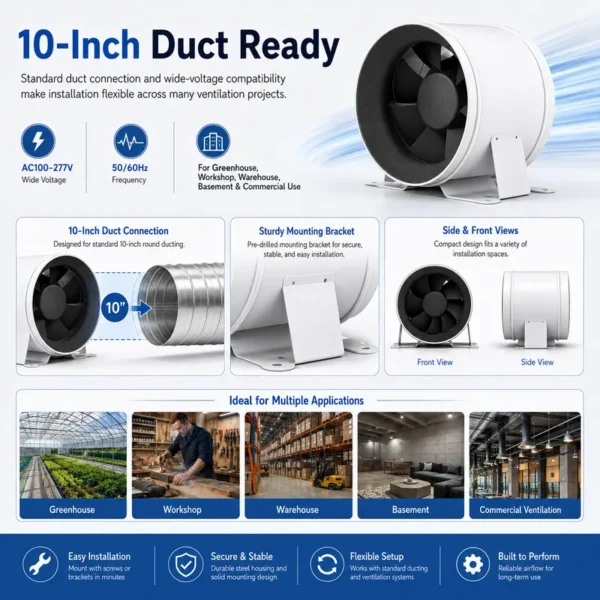 Inline Duct Fan, 870, CFM, HVAC - view 6
