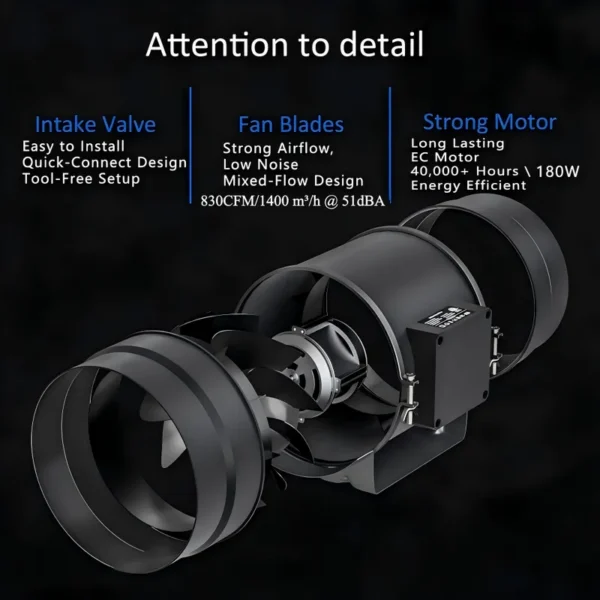 Inline Duct Fan, BAVAGREEN, 200mm - view 3