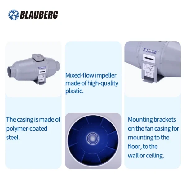 Inline Duct Fan, BLAUBERG, 100mm, Plastic, Axial - view 3