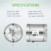 Inline Duct Fan, FENGDA, ETL, 280, CFM - view 2