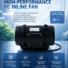Inline Duct Fan, HVAC, 220 V, Corded Electric - view 3