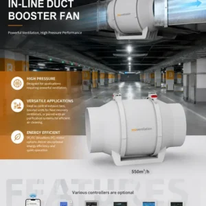Inline Duct Fan, HVAC, 550m3, ABS Plastic