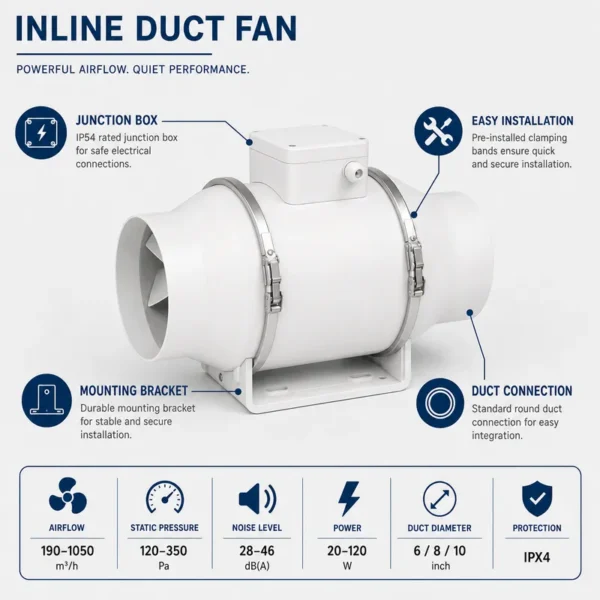 Inline Duct Fan, HVAC, ABS Plastic - view 6