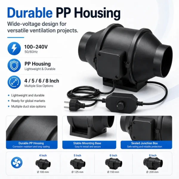 Inline Duct Fan, HVAC, AC 100V~240V, Electric - view 4