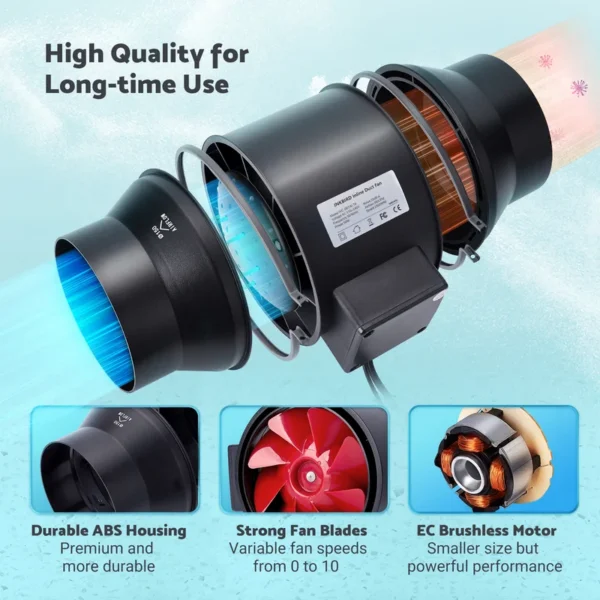 Inline Duct Fan, INKBIRD, 350CFM, Electric - view 3