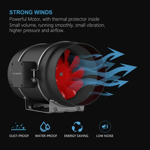 Inline Duct Fan, KCVENTS, 8in, Wall, Ceiling - view 5