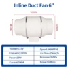 Inline Duct Fan, LONGWELL, 6'' - view 2
