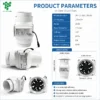 Inline Duct Fan, Portable, Plastic, 110mm, 12V - view 3