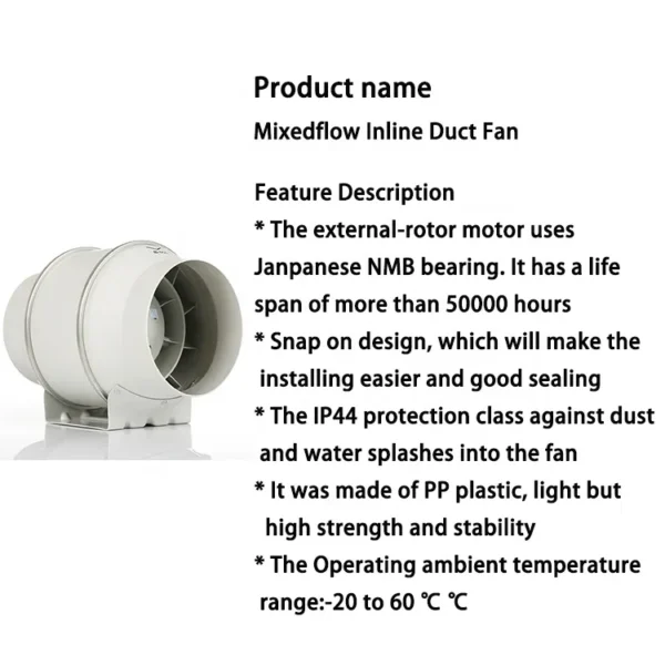 Inline Duct Fan, PVC, HVAC - view 3