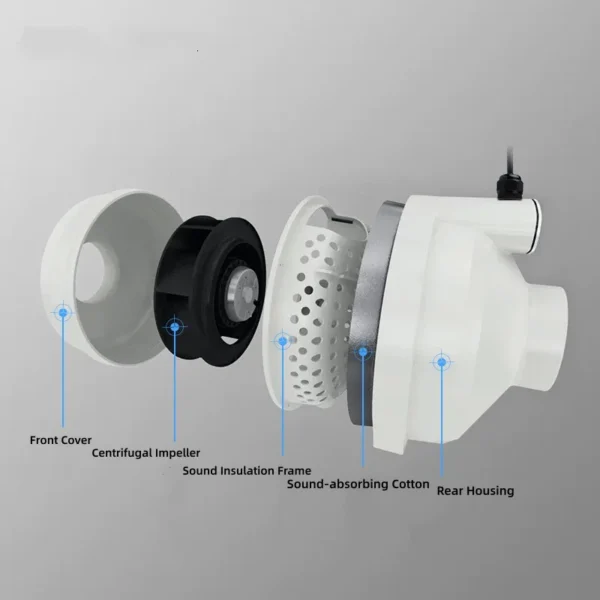 Inline Duct Fan, Waterproof, 220 V, Galvanized Steel - view 4