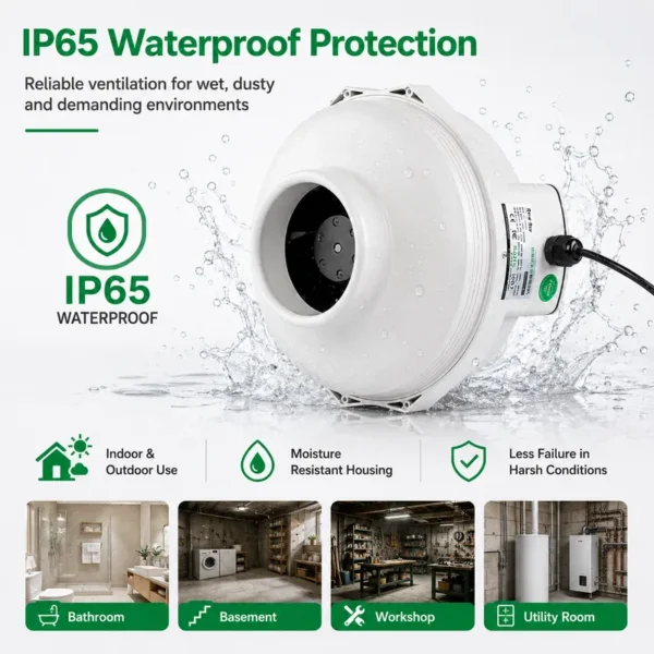 Inline Duct Fan, Waterproof, HVAC - view 2