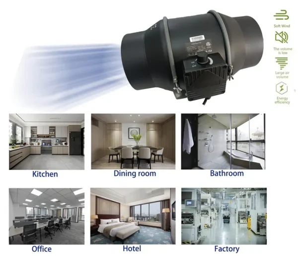 Inline Duct Fans, 220~240V, 402 CFM - view 5