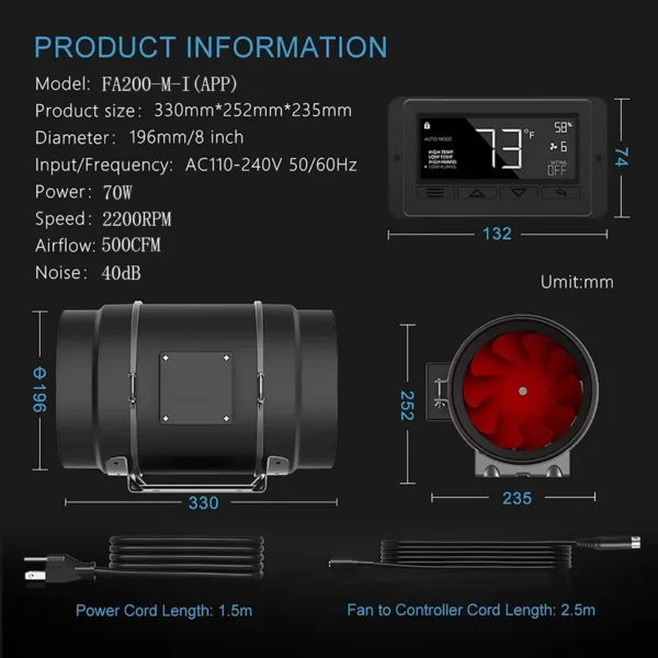 Inline Duct Fans, 500, CFM - view 2