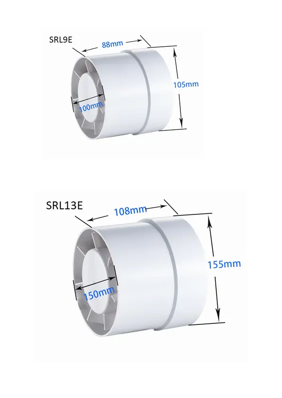 Inline Duct Ventilation Fan, 5Inch, ABS, Plastic - view 4