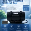 Inline Fan, 200mm, 220 V, Corded Electric