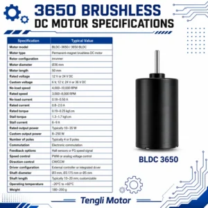 Inrunner Bldc Motor, 24V, 3650, PWM, 36mm