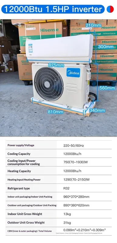Inverter Air Conditioner, 1.5HP, 12000BTU, Wall, R32 - view 5