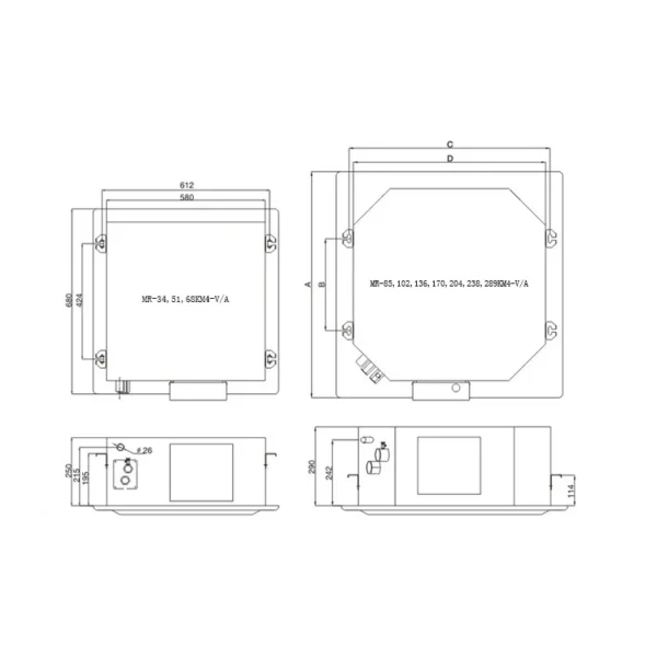 Inverter Motor, Ceiling, Units700CFM, MR4K700-A-D - view 3