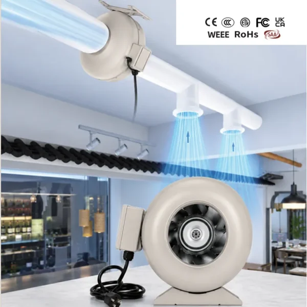 Ip44 Circular Duct Fan, Waterproof, 100-240V, 154 CFM - view 2