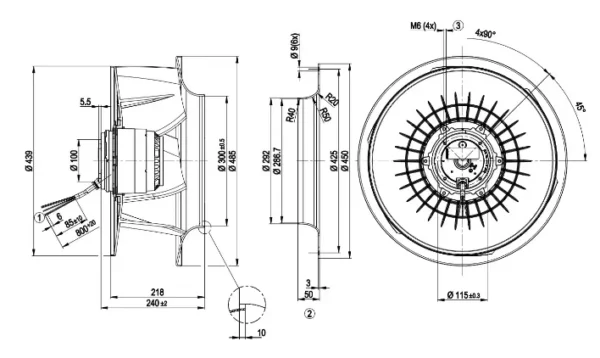 Ip54 Ball Bearing, R4D450-RH01-01, 230/400V, 50Hz, 2.51/1.45A - view 6