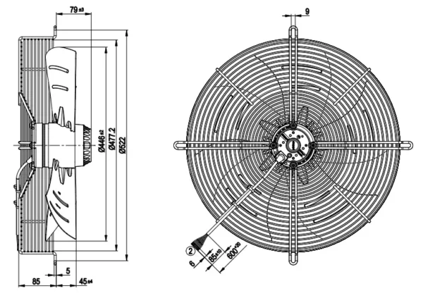 Ip54 Ball Bearing, S4D450-AU01-02, 400V, 450mm, 340W - view 3
