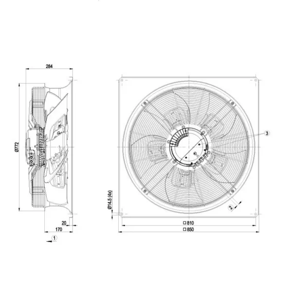 Ip54 Ball Bearing, W3G710-GU21-01, 400V, 1250RPM, 2830W - view 3