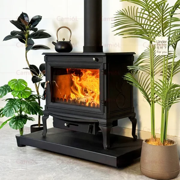 Iron Wood Burning Fireplace, Cast, Portable - view 3