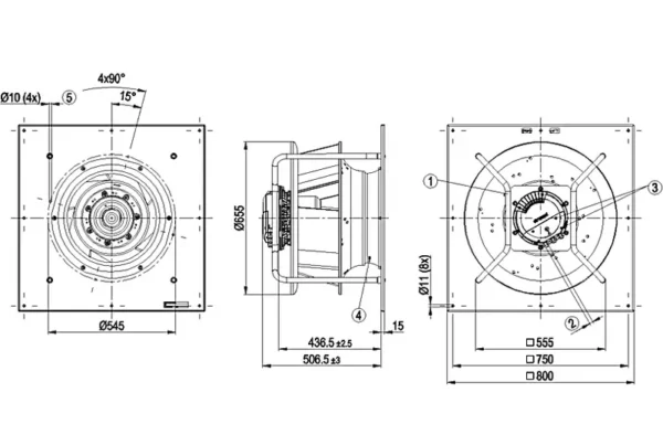 K3g560-pb31-03 Centrifugal Cooling Fan, 800mm, 380/480V, 4400W - view 4