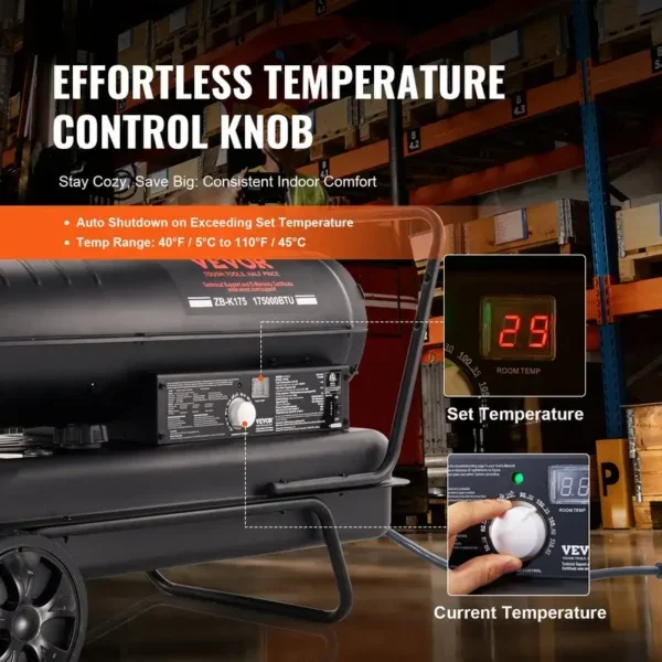 Kerosene Forced Air Heater, 175000, Portable - view 4