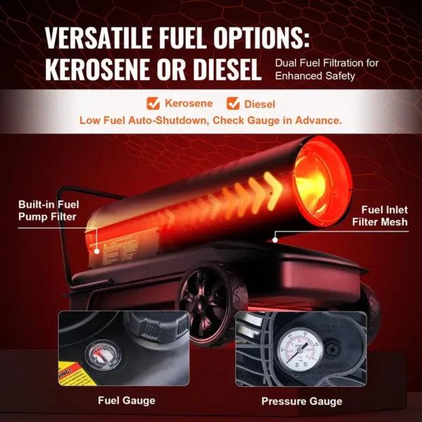 Kerosene Forced Air Heater, 215000, Portable - view 5