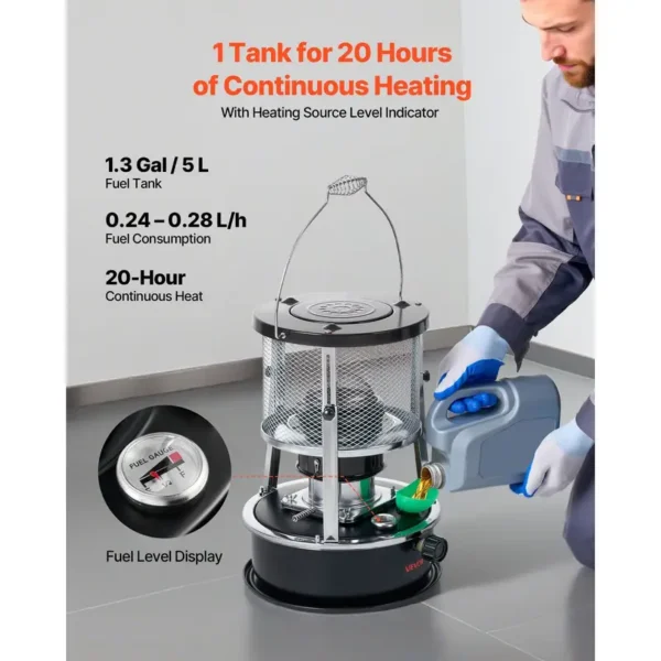 Kerosene Heater, 9000, BTU, 5-Gallon, Portable - view 3