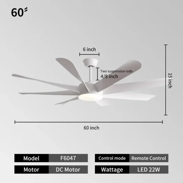 Large Ceiling Fan, 22W, LED, ABS - view 6