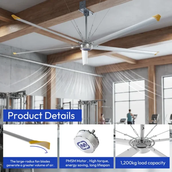 Large Ceiling Fangym, 3m/10ft/12ft/96inch, HVLS - view 3