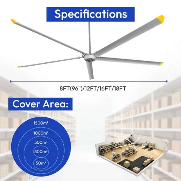 Large Ceiling Fangym, 3m/10ft/12ft/96inch, HVLS - view 4