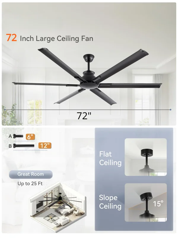 Large Industrial Fan, Aluminum, Ceiling - view 3