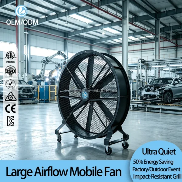Large Mobile Fan, Aluminum, 110 V, Aluminum Alloy