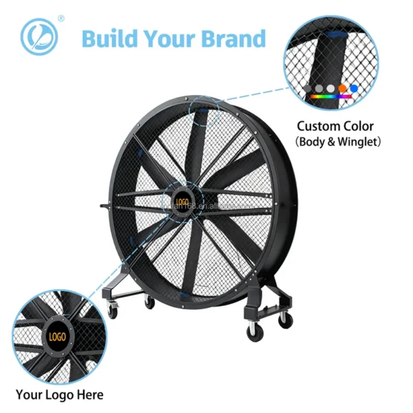 Large Mobile Fan, Aluminum, 110 V, Aluminum Alloy - view 2