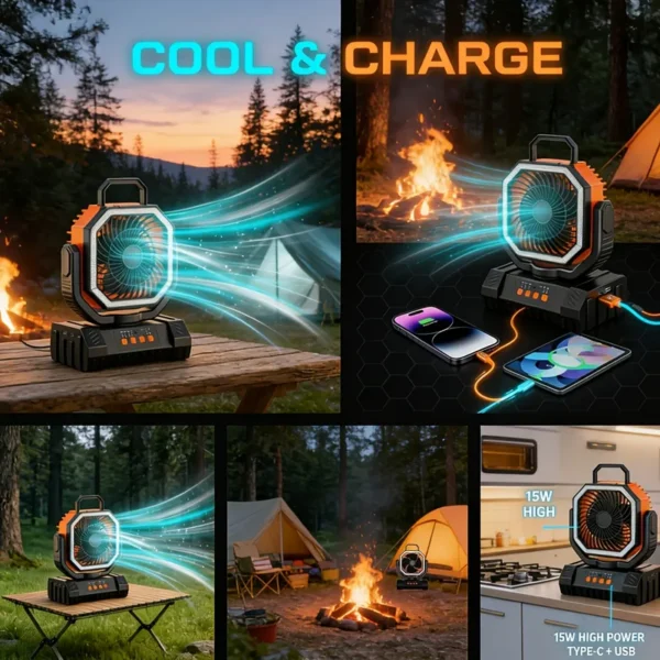 Led Camping Fan, F6S, 20000mAh, Portable, USB - view 2