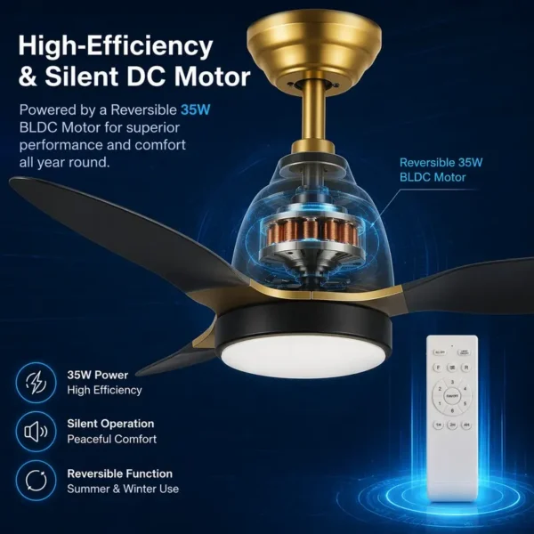 Led Ceiling Fan, ABS, 42inch, 52inch, 3blades - view 5