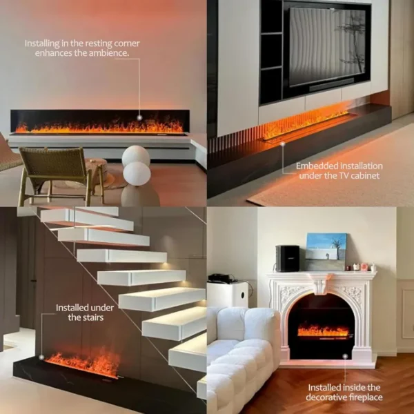 Led Decorative Electric Fireplace, 3D, 10-200W - view 3